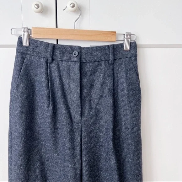 Theory Wool Blend Rumi Gray Pleat Front Wide Leg Trouser Pants sz.00 NWT